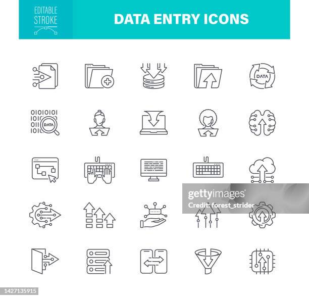 data entry icons editable stroke - entering data stock illustrations