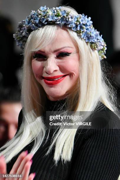 La Cicciolina attends the Bottega Veneta Ready to Wear Spring/Summer 2023 fashion show as part of the Milan Fashion Week on September 24, 2022 in...