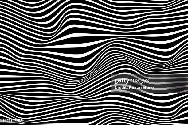 thick warped lines - 3d pattern black and white stockfoto's en -beelden