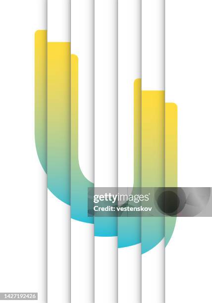 contemporary stylish cut slice typography vector illustration - letter u stock illustrations