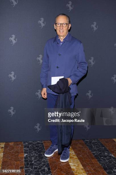 Ermenegildo Zegna is seen on the front row of the Ferrari Fashion Show during the Milan Fashion Week Womenswear Spring/Summer 2023 on September 25,...