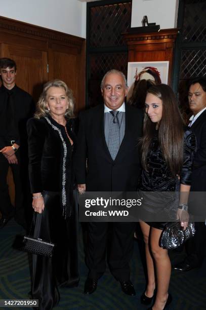 Linda Green, Sir Philip Green and Chloe Green attend a party celebrating 25 years of London Fashion Fashion Week. The evening was hosted by Topshop's...