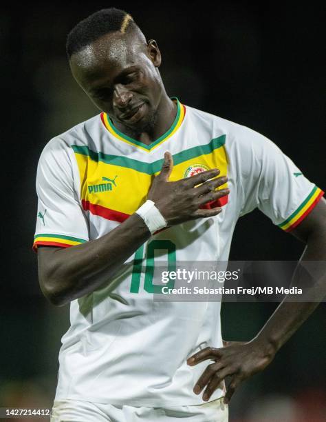 Sadio Mane of Senegal during the international friendly match between Senegal and Bolivia at Omnisports Stadium Source on September 24, 2022 in...