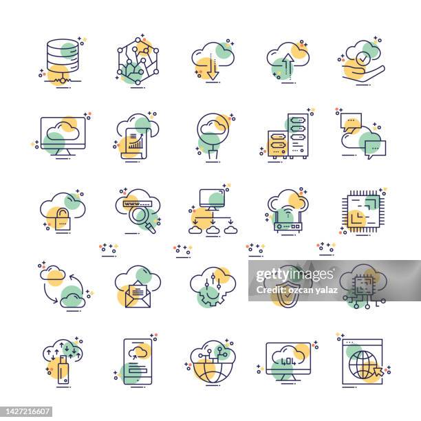 cloud computing line icon concept. - mobile data center stock illustrations