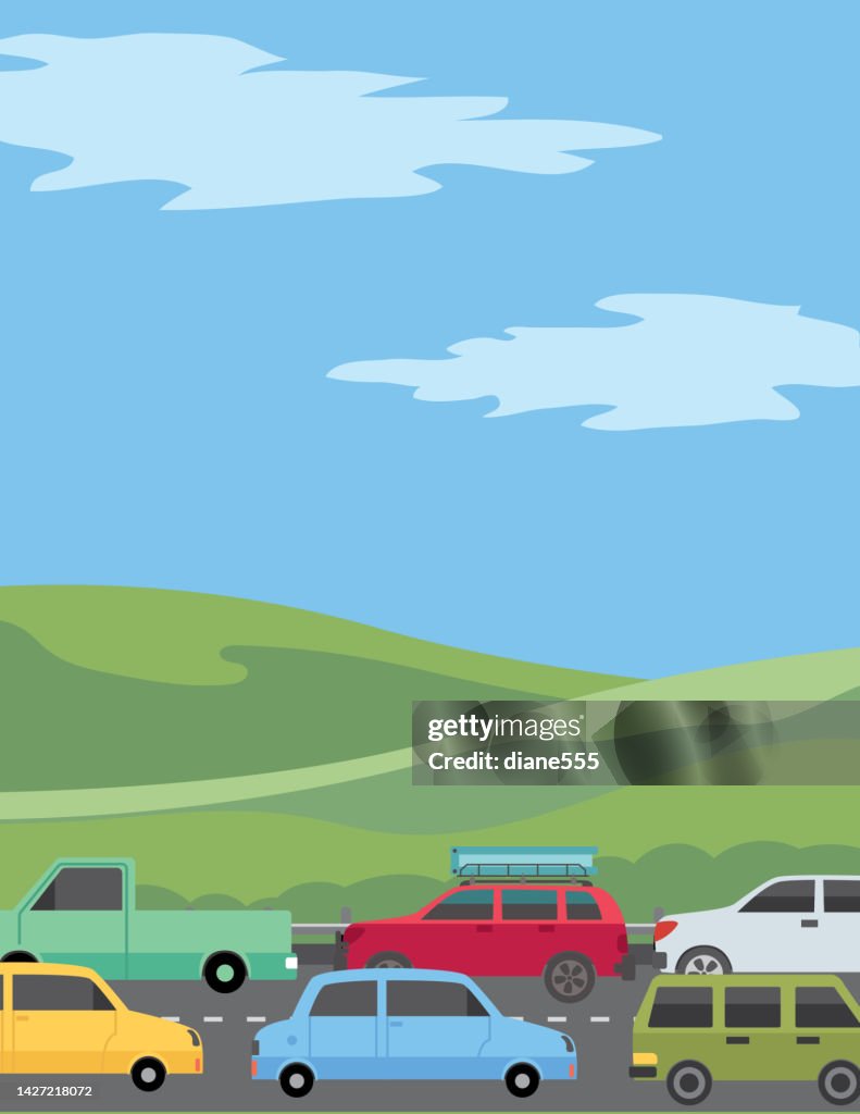 People Travelling On A Road Trip On A Busy Highway