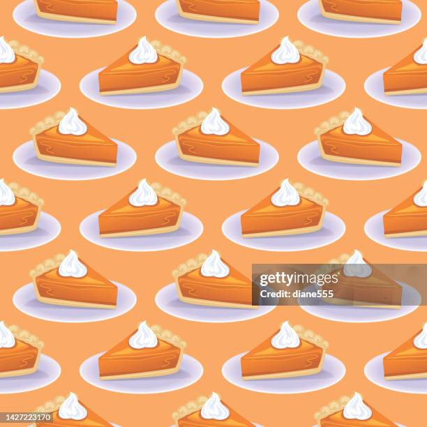 colorful seamless pattern of pumpkin pie slices - pumpkin pie background stock illustrations