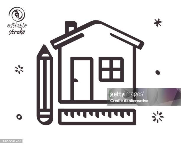 playful line illustration for open house - house viewing stock illustrations