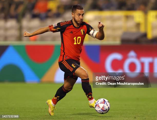 Eden Hazardof Belgium in action during the UEFA Nations League League A Group 4 match between Belgium and Wales at King Baudouin Stadium on September...