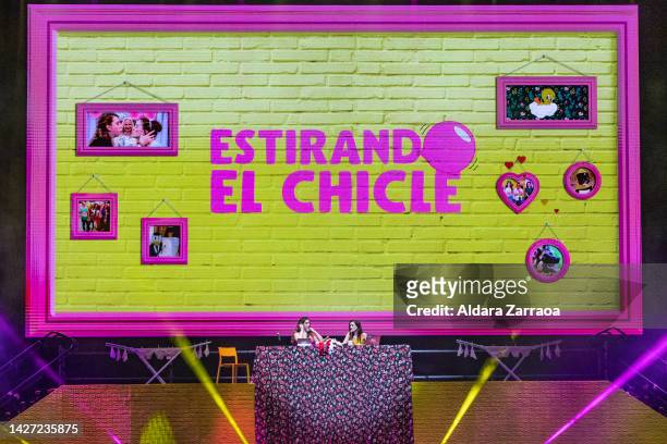 Carolina Iglesias and Victoria Martin of "Estirando el chicle" perform on stage at Wizink Center on September 23, 2022 in Madrid, Spain.