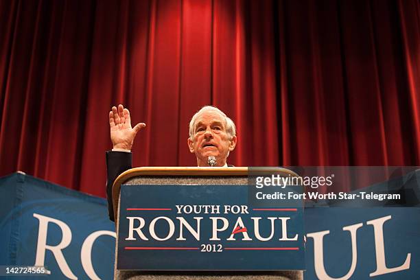 United States Rep. Ron Paul talks with voters in his bid for the Republican presidential nomination at the Will Rodgers Memorial Center in Fort...