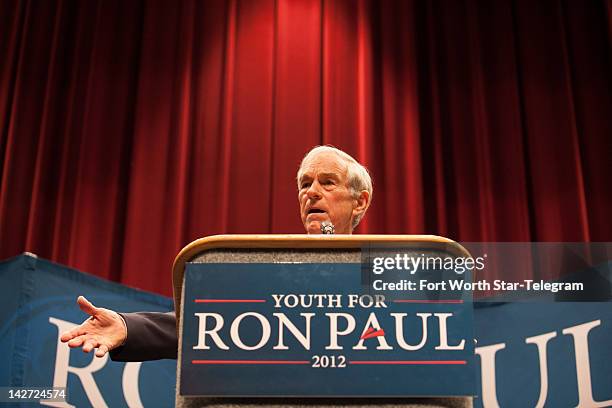 United States Rep. Ron Paul talks with voters in his bid for the Republican presidential nomination at the Will Rodgers Memorial Center in Fort...