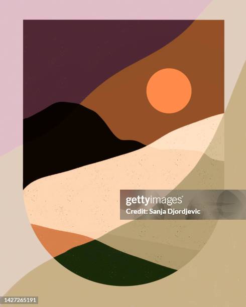 abstract landscape - desert sunset stock illustrations