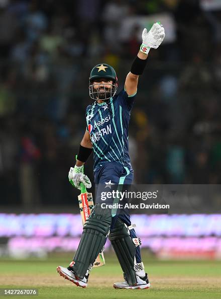 Pakistan Ustd Rizwan Mohammad Rizwan of Pakistan celebrates reaching fifty during the 4th ...