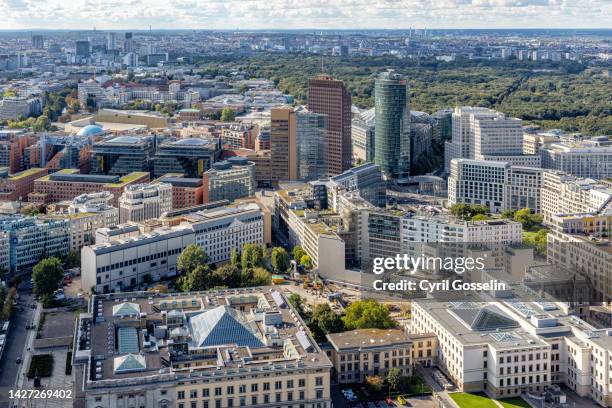 aerial view of potsdamer platz. berlin, germany. - berlin aerial stock pictures, royalty-free photos & images