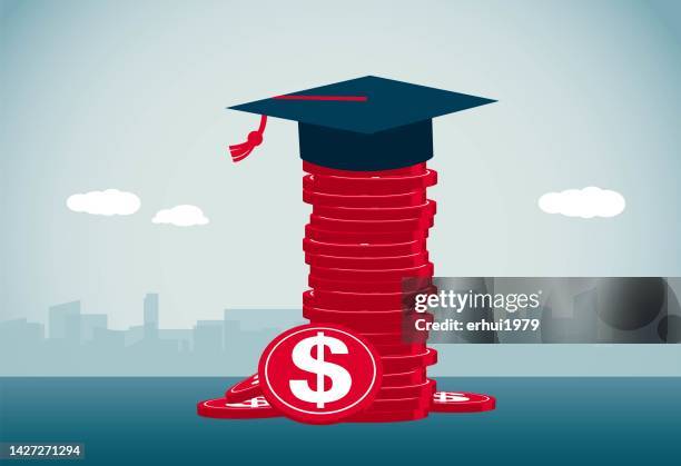 diploma made of money - animated graduation cap stock illustrations