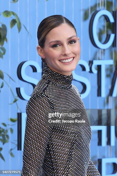 Olivia Palermo attends the CNMI Sustainable Fashion Awards 2022 pink carpet during the Milan Fashion Week Womenswear Spring/Summer 2023 on September...