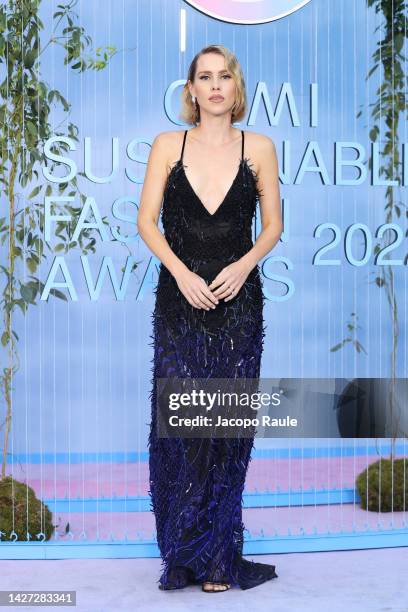 Claire Holt attends the CNMI Sustainable Fashion Awards 2022 pink carpet during the Milan Fashion Week Womenswear Spring/Summer 2023 on September 25,...