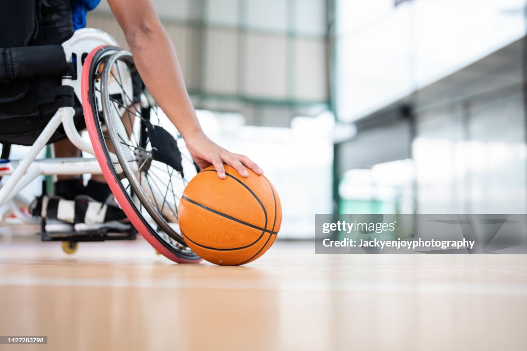 Disabled basketball player on wheelchair