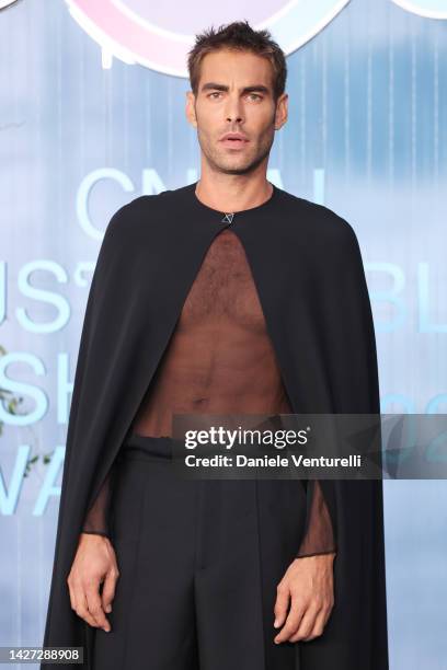 Jon Kortajarena attends the CNMI Sustainable Fashion Awards 2022 pink carpet during the Milan Fashion Week Womenswear Spring/Summer 2023 on September...