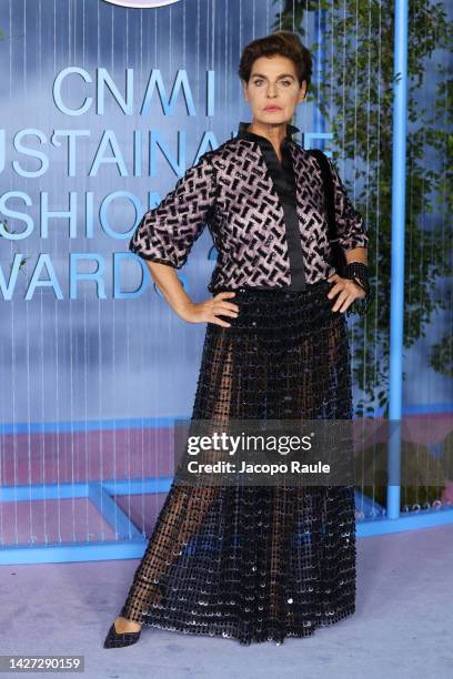 Antonia Dell'Atte attends the CNMI Sustainable Fashion Awards 2022 pink carpet during the Milan Fashion Week Womenswear Spring/Summer 2023 on...