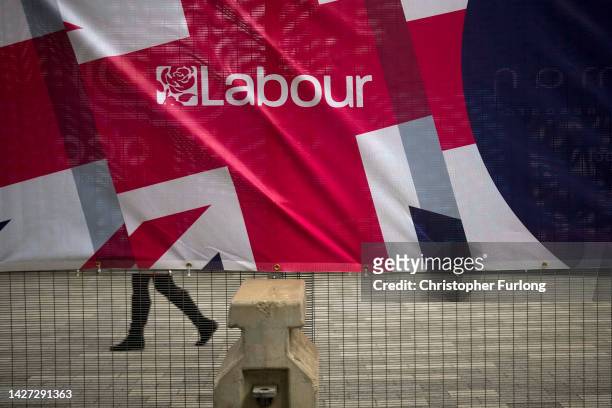 Delegates move between events inside the ACC Liverpool o on the first day of the Labour Party conference on September 25, 2022 in Liverpool, England...