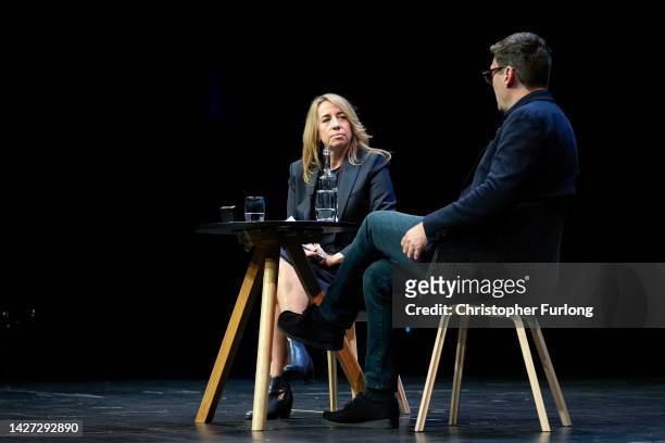 Mayor of Greater Manchester Andy Burnham speaks with Guardian Editor-in-Chief Katharine Viner at a fringe event on the first day of the Labour Party...