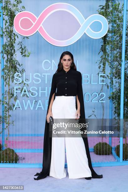 Cecilia Rodriguez attends the CNMI Sustainable Fashion Awards 2022 pink carpet during the Milan Fashion Week Womenswear Spring/Summer 2023 on...