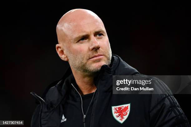 Rob Page, Head Coach of Wales looks on prior to the UEFA Nations League League A Group 4 match between Wales and Poland at Cardiff City Stadium on...