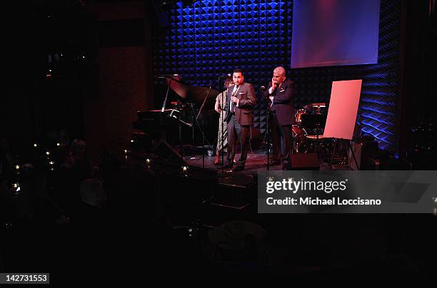 Alex Winehouse and Mitch Winehouse address the audience during the U.S. Launch of the The Amy Winehouse Foundation at Joe's Pub on April 11, 2012 in...