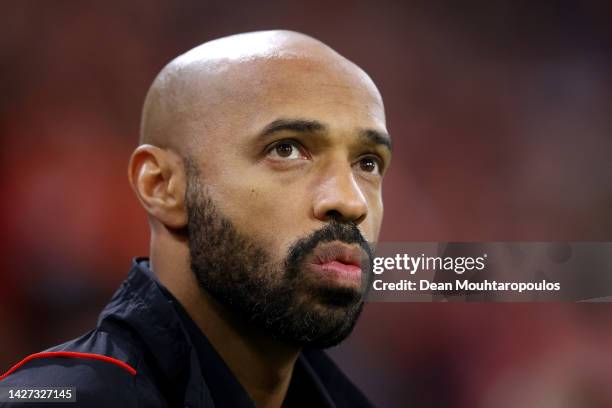 Thierry Henry, Assistant coach of Belgium looks on prior to the UEFA Nations League League A Group 4 match between Netherlands and Belgium at Johan...