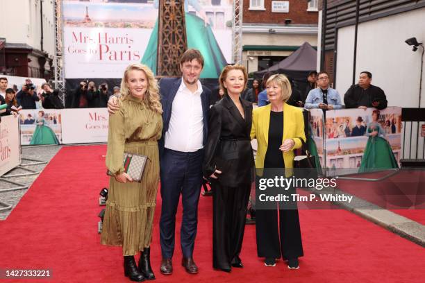 Sarah Lamb, Alfie Oldman, Lesley Manville and Diana Manville attends the UK Premiere of "Mrs Harris Goes To Paris" at Curzon Cinema Mayfair on...