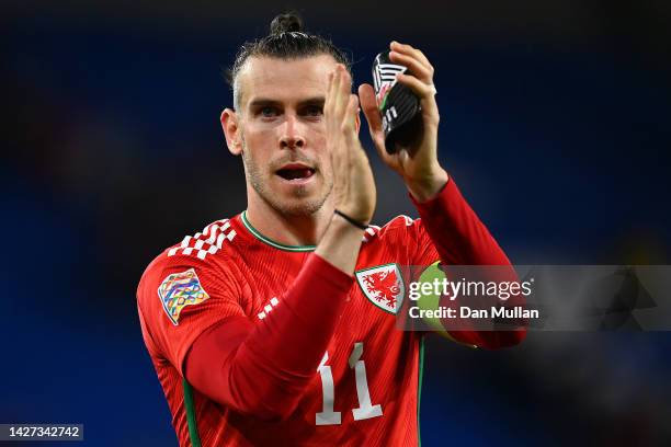 Gareth Bale of Wales applauds the fans following their side's defeat in the UEFA Nations League League A Group 4 match between Wales and Poland at...