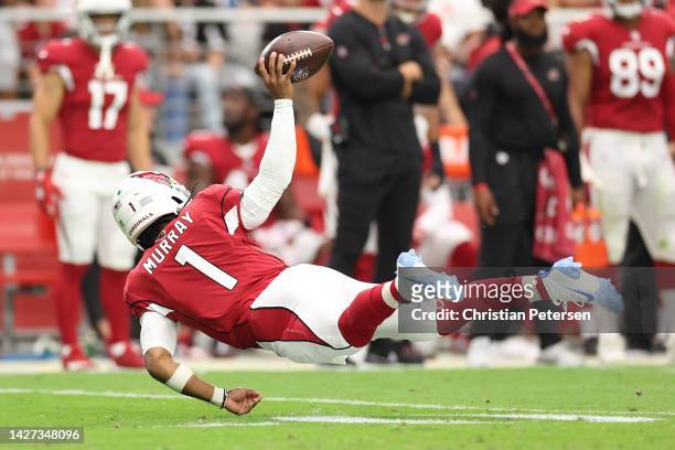 Quarterback Kyler Murray of the Arizona Cardinals is called for intentional grounding as he throws the ball into the turf during the first quarter of...