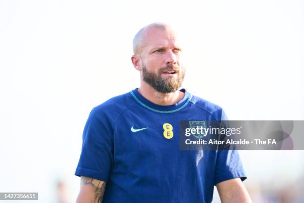 Head coach of England Ian Foster looks on during an international friendly game between England U20 and Morocco U20 at Pinatar Arena on September 24,...