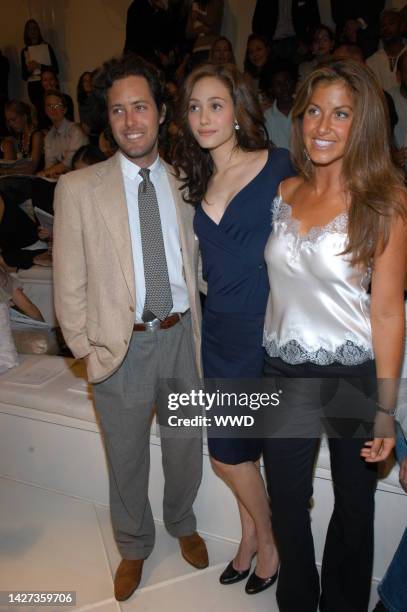 David Lauren, actress Emmy Rossum and Dylan Lauren front row at Ralph Lauren's spring 2005 show in New York.