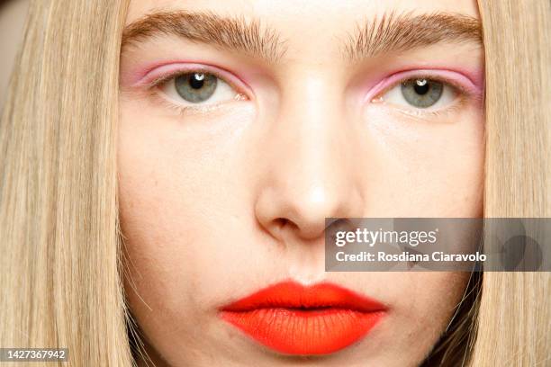 Model poses backstage at the Benetton Fashion Show during the Milan Fashion Week Womenswear Spring/Summer 2023 on September 25, 2022 in Milan, Italy.