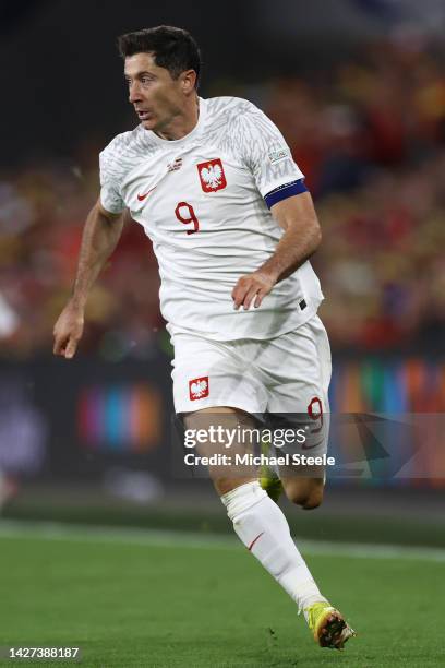 Robert Lewandowski of Poland during the UEFA Nations League League A Group 4 match between Wales and Poland at Cardiff City Stadium on September 25,...