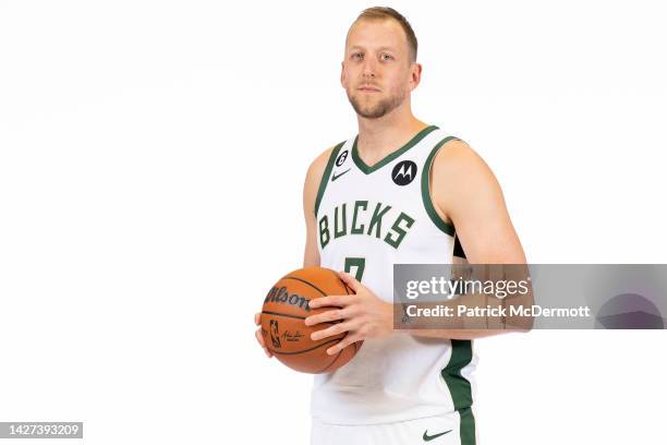Joe Ingles of the Milwaukee Bucks poses for portraits during media day at Fiserv Forum on September 25, 2022 in Milwaukee, Wisconsin. NOTE TO USER:...