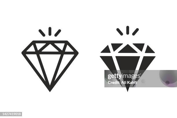 diamond icon - black gemstone stock illustrations