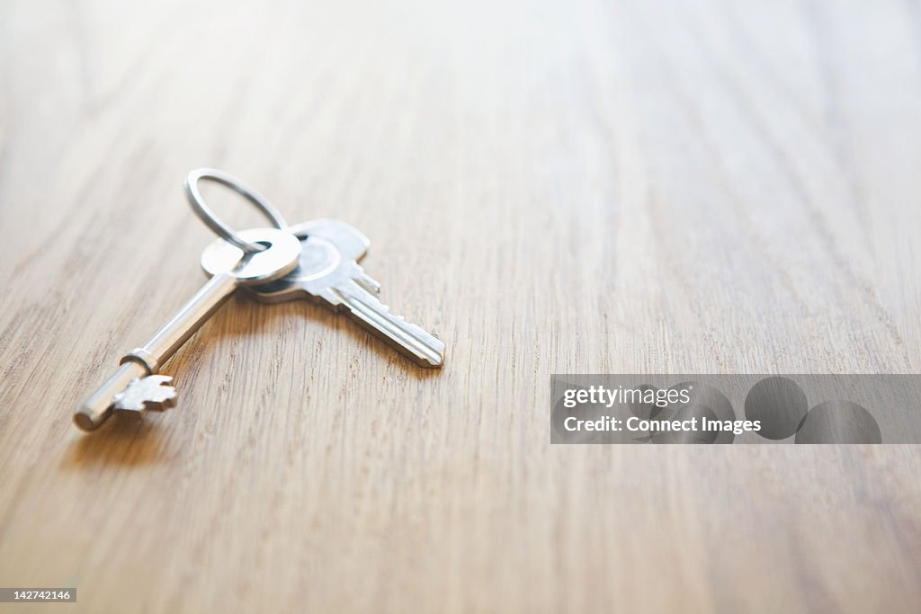 House keys on a table