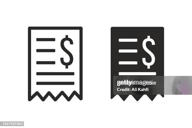 bill icon - receipt icon stock illustrations