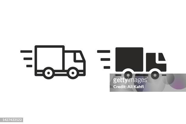 symbol für schnelle lieferwagen - moving office stock-grafiken, -clipart, -cartoons und -symbole