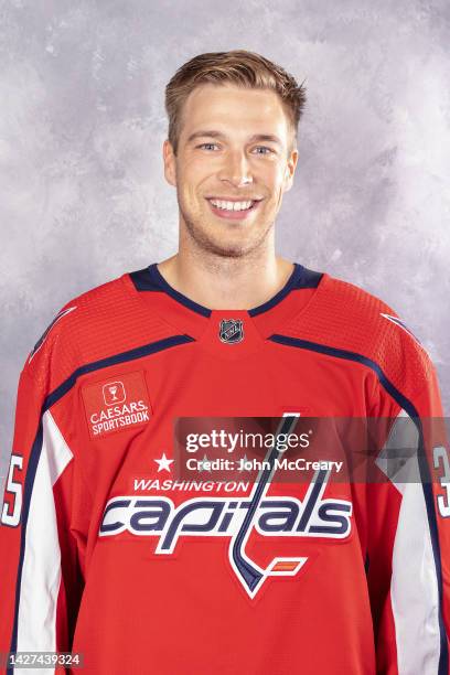 Darcy Kuemper of the Washington Capitals poses for his official headshot for the 2022-2023 season on at MedStar Capitals Iceplex on September 21,...