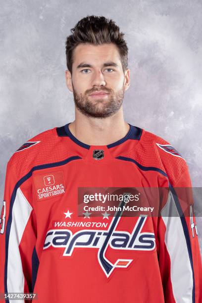 Tom Wilson of the Washington Capitals poses for his official headshot for the 2022-2023 season on at MedStar Capitals Iceplex on September 21, 2022...