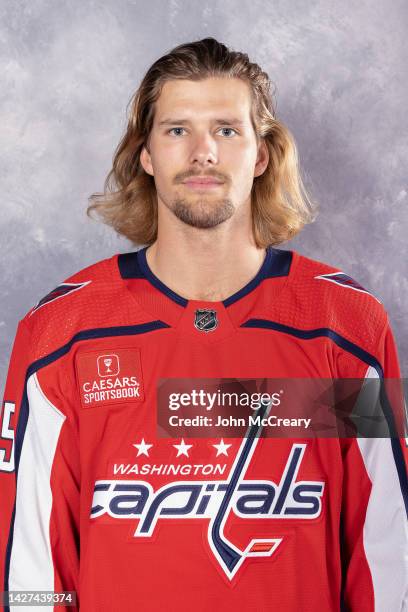 Axel Jonsson-Fjallby of the Washington Capitals poses for his official headshot for the 2022-2023 season on at MedStar Capitals Iceplex on September...