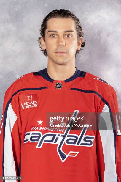 Dylan Strome of the Washington Capitals poses for his official headshot for the 2022-2023 season on at MedStar Capitals Iceplex on September 21, 2022...