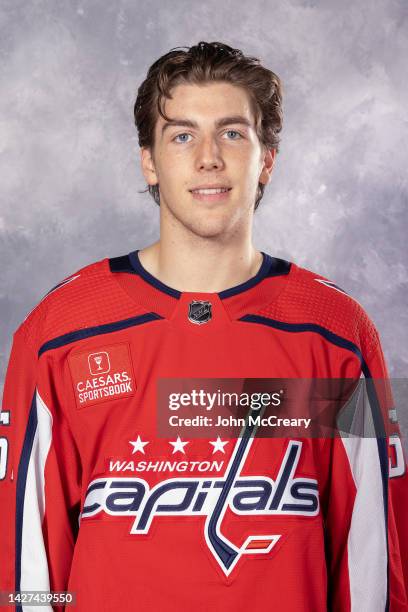 Dru Krebs the Washington Capitals poses for his official headshot for the 2022-2023 season on at MedStar Capitals Iceplex on September 21, 2022 in...