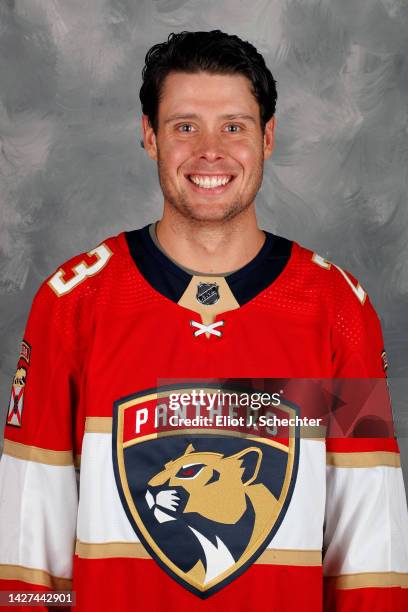 Carter Verhaeghe of the Florida Panthers poses for his official headshot for the 2022-2023 NHL season on September 21, 2022 at the Florida Panthers...