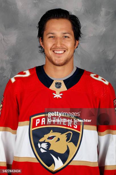 Brandon Montour of the Florida Panthers poses for his official headshot for the 2022-2023 NHL season on September 21, 2022 at the Florida Panthers...