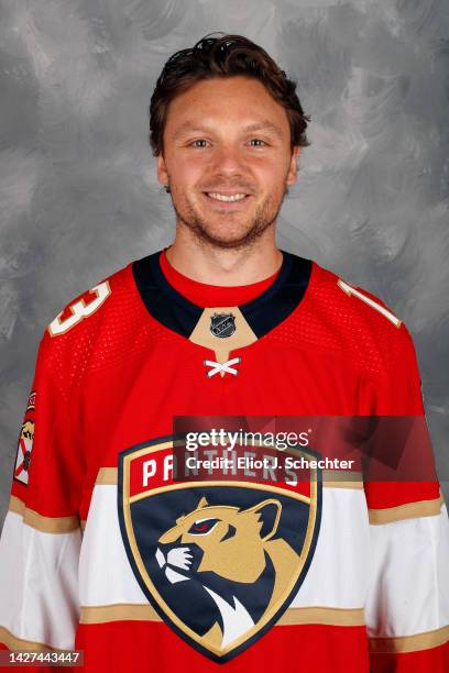 Sam Reinhart of the Florida Panthers poses for his official headshot for the 2022-2023 NHL season on September 21, 2022 at the Florida Panthers...
